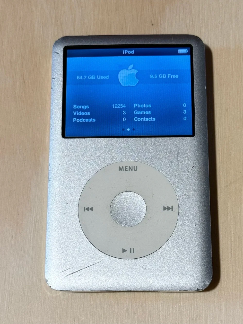 iPod Model:A1238 6thGEN 80GB Silver Tested Good w/12254-Song-Charg Read Info Blw